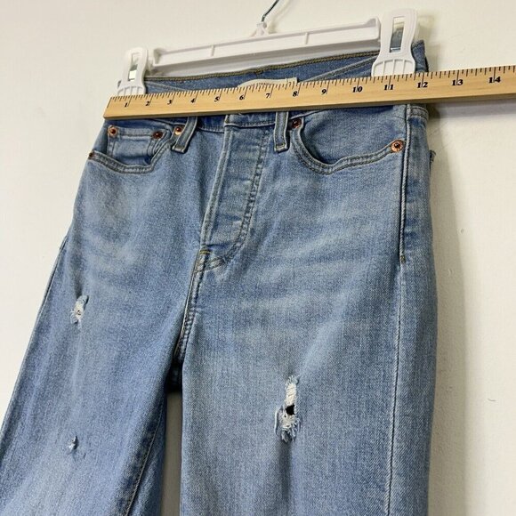 Levis Wedgie Straight Jeans Womens Size 24 Ankle Baggy Distressed - Picture 6 of 12